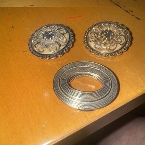 Vintage Estate Antiqued LOT Goldtone Scarf‎ Clip Marked W GERMANY